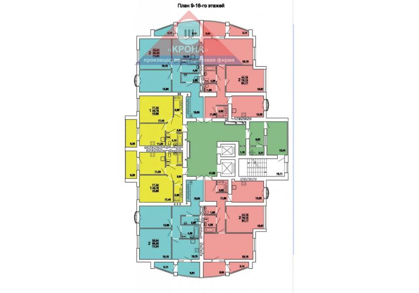 План 9 - 16 этажей