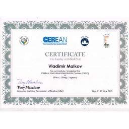 Certificate it is hereby certified that V.Malkov